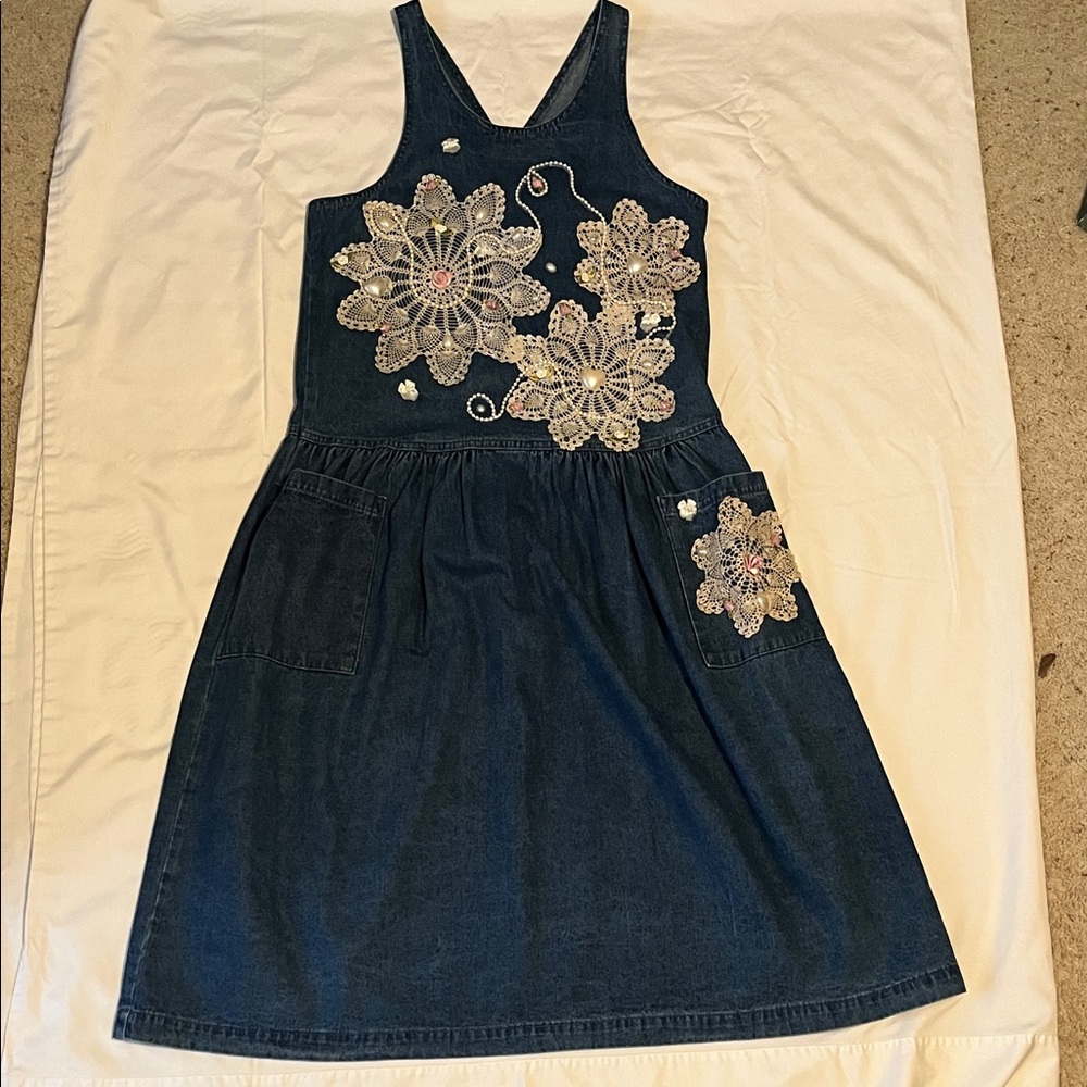 Sunbelt Denim Dress with Floral Embroidery